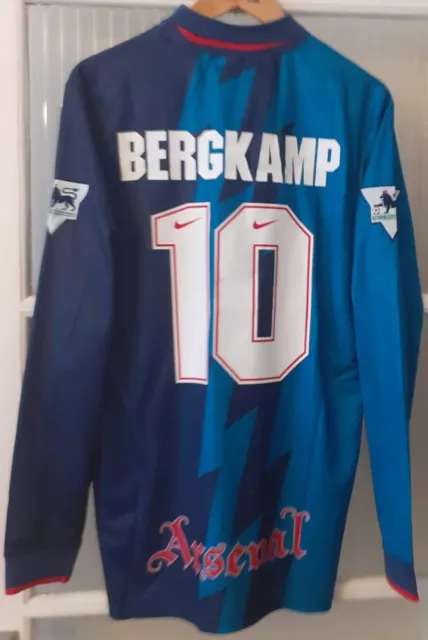 Arsenal 95/96 Away Retro #10 Bergkamp Classic Long Sleeve Shirt Size Large BNWTS