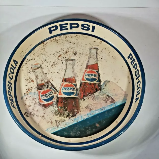 Old Advertising Pepsi Cola Metal Beverage Serving Tray Marca Registrada