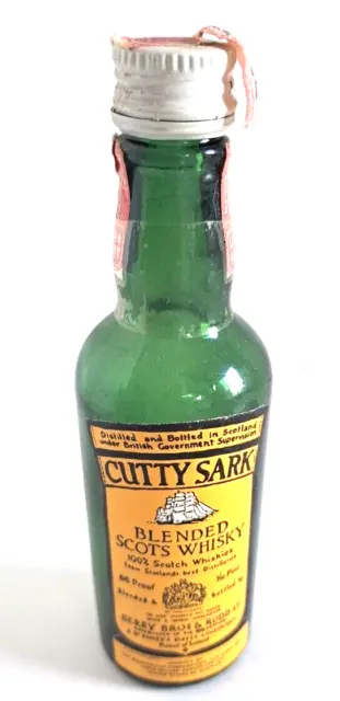 Vintage Cutty Sark Scots Whisky Mini Liquor Bottle Empty New York Tax Stamp