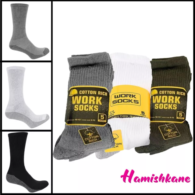 Mens Work Socks Big Foot Heavy Duty Thick Cotton Rich Socks 5-20 Pair Size 11-14