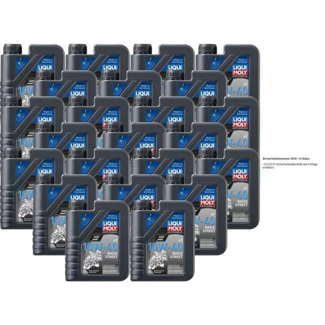 23x Liqui Moly Moto 4T 10W-40 Basique Street Moto huile moteur Api Sl Jaso 1L