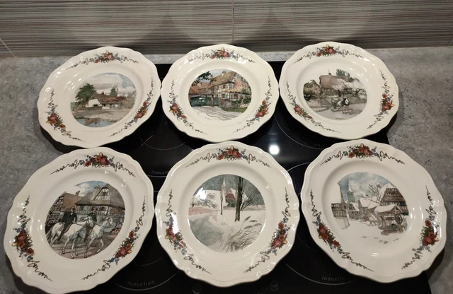 6 Assiettes Plates Faïence Sarreguemines modèle Obernai - H. Loux (1)