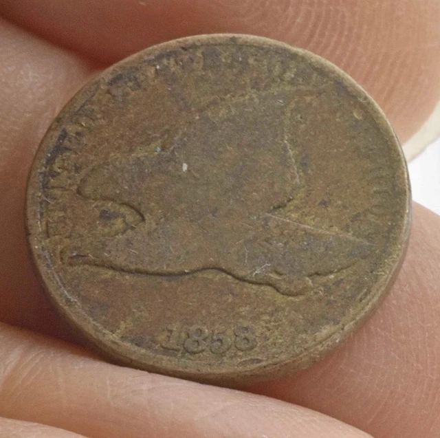 Raw ungraded uncertified 1857 & 1858 Flying Eagle cents 1 of each