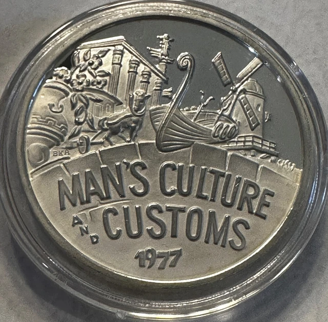 Rare 1977 Vintage 1 oz Age of Viking/Indian/Roman Empires .999 Silver Art Round