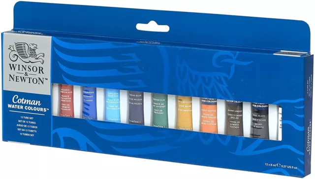 Winsor & Newton Cotman water colours 0390636 12x8ml tube set