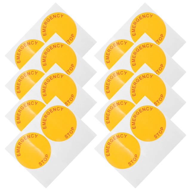 8 SHEETS EMERGENCY Stop Sign Emergency Stop Label Decals Button ...