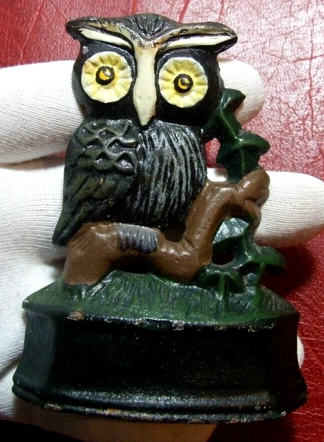 Vintage Gufo Inciso a Mano Dipinto Figura Colorato Decorativi Articolo