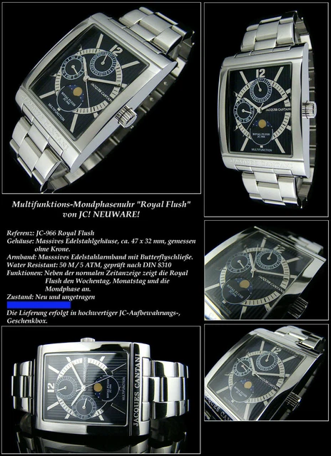 MONTRE À QUARTZ NOS LUCH avec calendrier des phases de lune réelles, montre... EUR 215,42