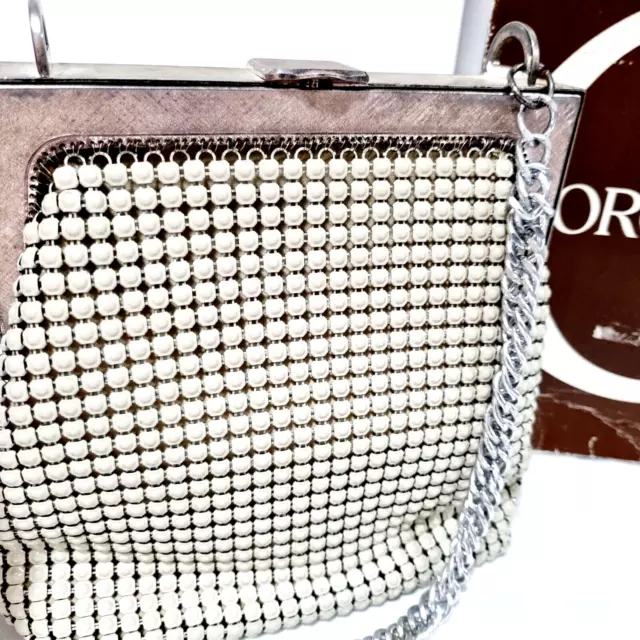 Oroton Glomesh Vintage Evening Handbag Silver Shoulder Strap Original Box 3