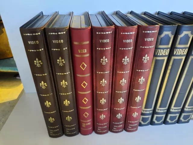 x28 Vintage Video Storage Cases Library Book Style VHS Tape Red & Gold FREE POST