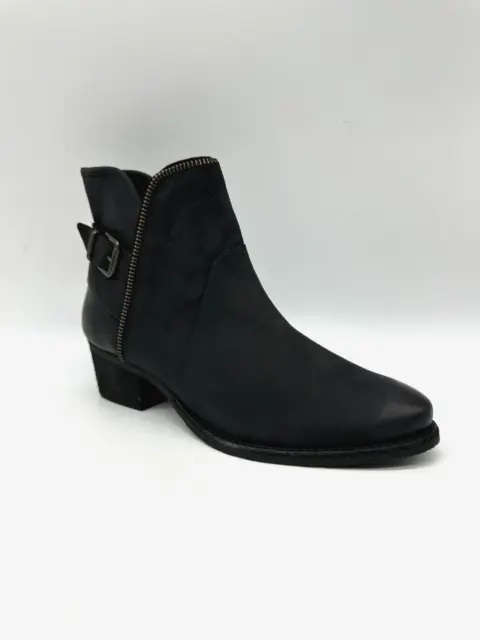 ELITES BY WALKING Cradles Gaston Black Leather Ankle Boots Sz 9M Zip ...