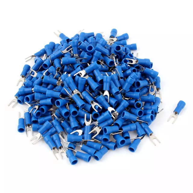 320 Pcs Blue Insulated Fork Spade Wire Connector Electrical Crimp Terminals