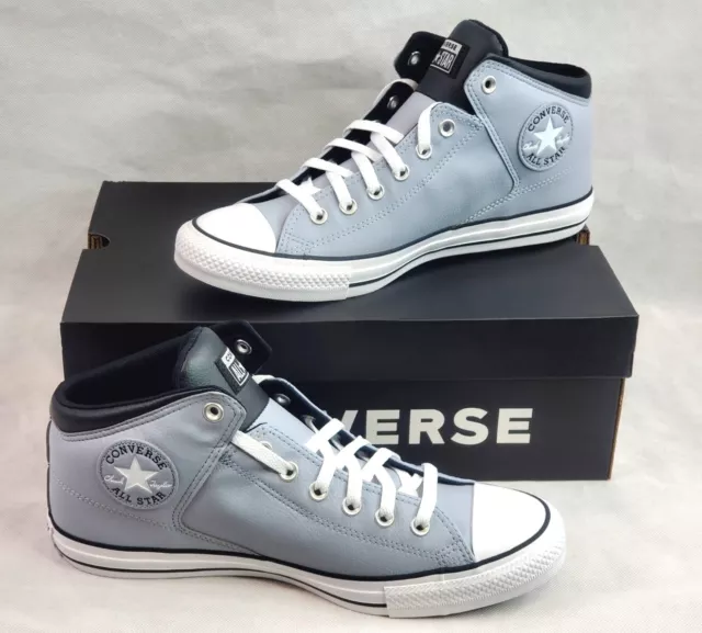 Converse Chuck Taylor High Street Mid Top Gray Synthetic Leather Shoes Size 10.5