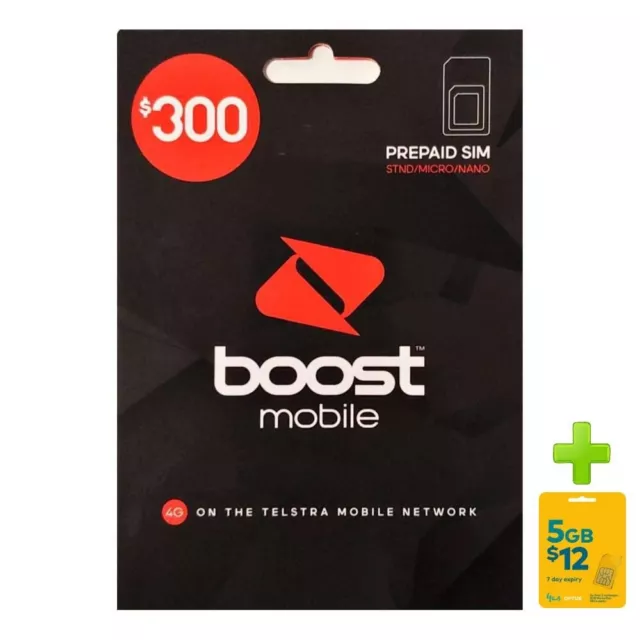 Boost Mobile $300 Prepaid SIM Starter Kit + Optus $12 Prepaid SIM Bundle