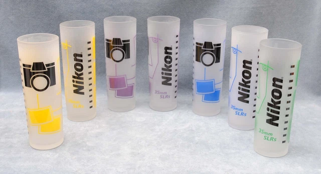 7 Nikon Drinking Glasses, 7" Tumblers