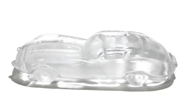 Jaguar Sports Car Replica Frosted Glass Sculpture Paperweight Crystal  6.5 Inch