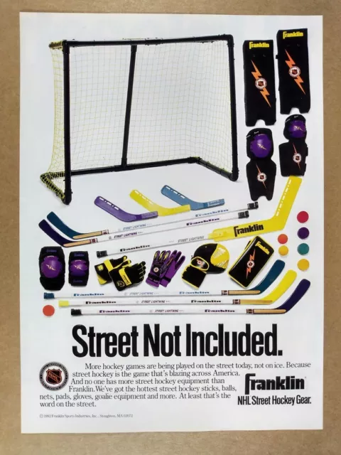 1992 Franklin NHL Street Hockey Gear vintage print Ad