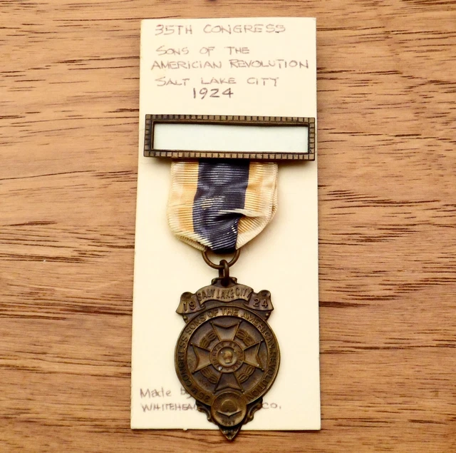 35th Congress Sons of the American Revolution Medal Whitehead & Hoag Co. 1924 35th Congress Sons of the American Revolution Medal Whitehead & Hoag Co. 1924