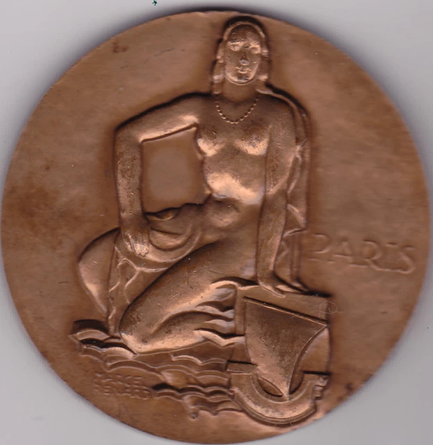 Médaille Française Bronze 1936 – Garonne Fleuve, Signée Renard, 59 Mm, 105g