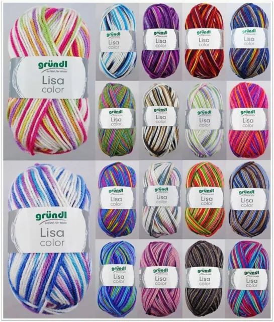 50g Lisa Premium Color Strickgarn Wolle Häkeln Stricken Basteln GP 25,80€/1kg