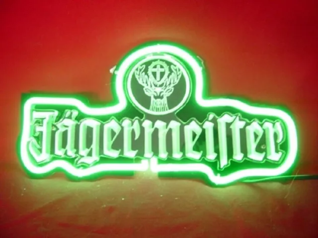 14" Jagermeister Logo 3D Carved Neon Sign Light Lamp Visual Collection Bar L