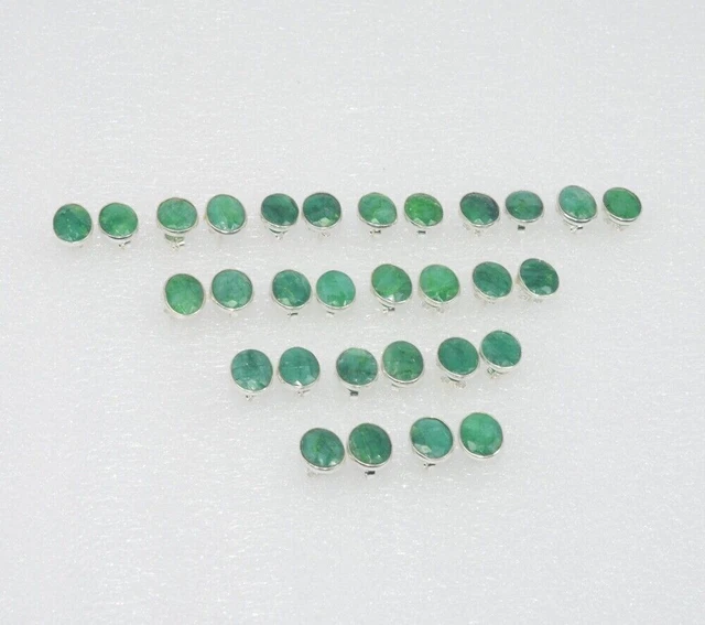 WHOLESALE 15PR 925 SILVER GREEN Simulated Emerald STUD EARRING LOT s639