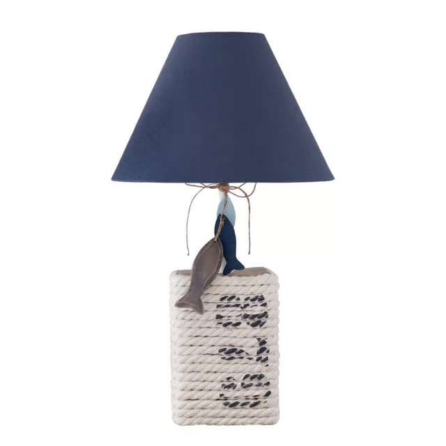 Tischlampe NAUTIC dunkelblau natur mit Seil Tau umwickelt H46cm maritime Lampe