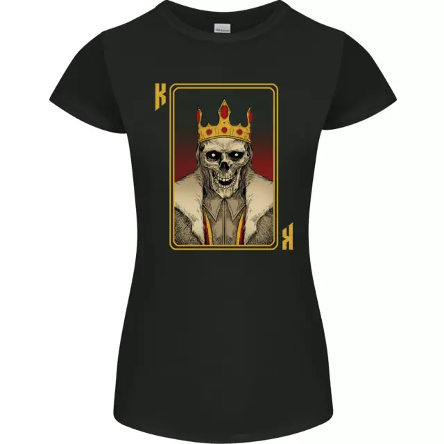 T-shirt King Playing Card Gothic Skull Poker Donna Petite Cut