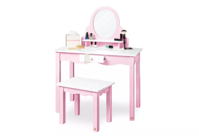 Coiffeuse Jasmin En Bois Avec Tabouret Meuble Pour Enfants Rose 2