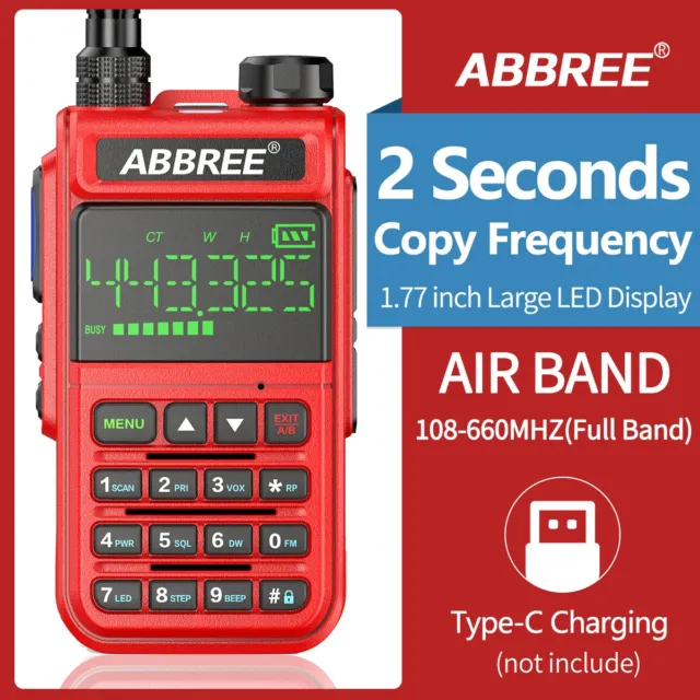 ABBREE AR-518 Air Band Full Band Wireless Copy frequency Handheld Two Way Radio