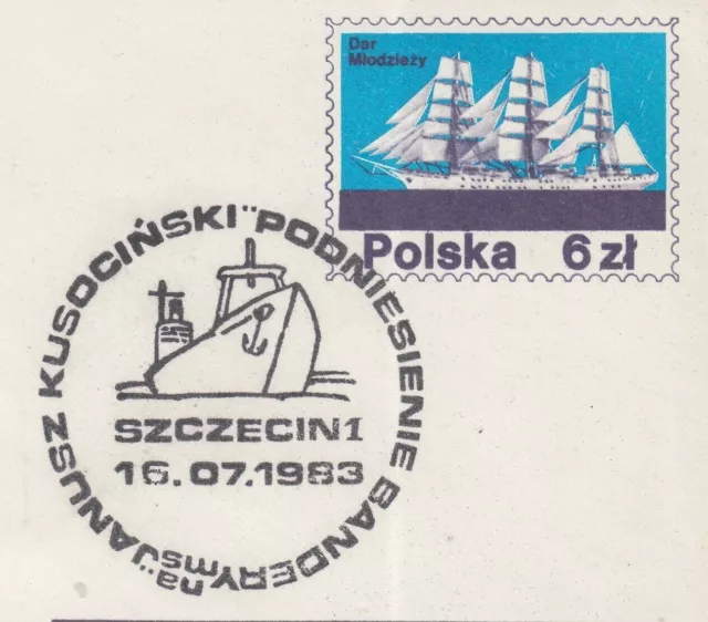 POLOGNE 1982 Ck#069 utilisé Enveloppe.  Voilier "Don de la Jeunesse".