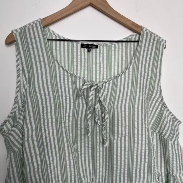 NWT Love, Maven Curvy Boutique Plus Size 2X Green Striped Tank Top