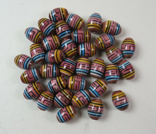 Porzellan Inka Keramikperlen 18x7mm Oval Loch 2mm Handarbeit zum basteln bunt 2