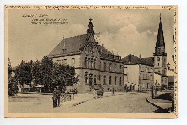 DIEUZE DUSS Moselle CPA 57 la poste et l'église protestante 2