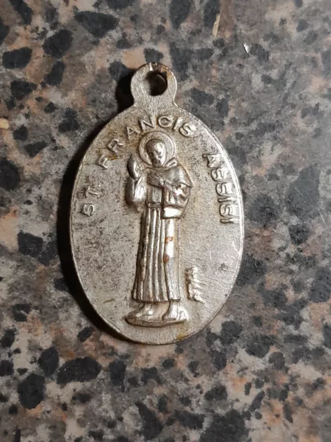 Vintage Saint Anthony Saint Francis Assisi Religious Holy Catholic Medal Italy