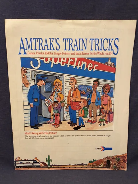 Vintage 1988 Amtrak's Train Tricks Games Puzzle Kids Magazine Activity Railroad