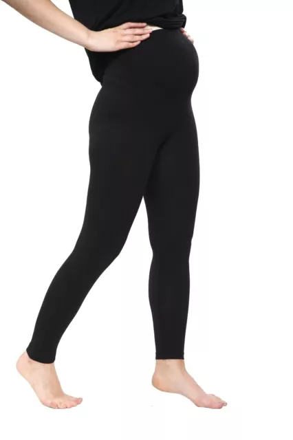 Thick Black Comfortable Maternity Cotton Leggings Full Ankle Length Pregnancy