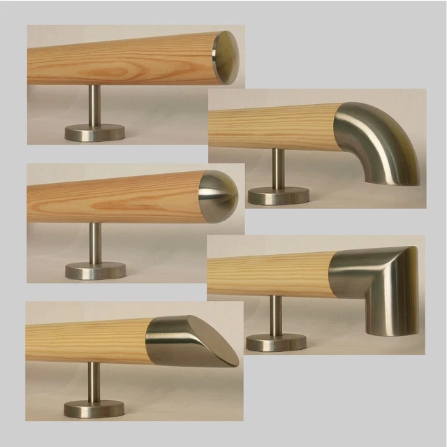 Kiefer Handlauf Geländer lackiert Ø 42mm gerade Edelstahlhalter Wand Treppe Holz
