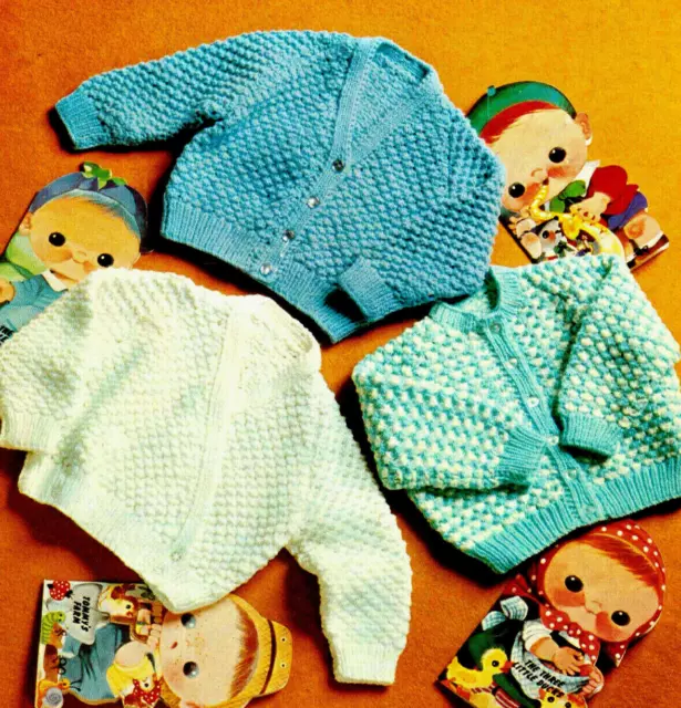 Vintage  Knitting Pattern  COPY  3 Cardigan Styles for Baby / Child   8 Ply