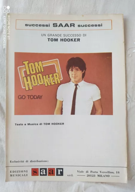 Tom Hooker "Go Today" - Spartito Vntage (1981) - Edizioni Saar 