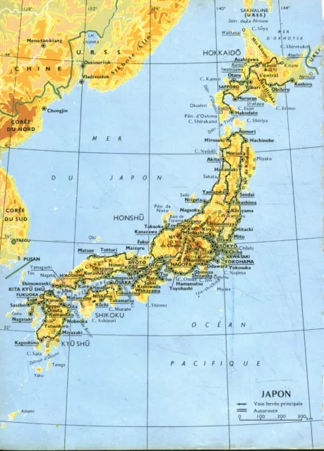 Document planche ancienne carte Japon et au dos Italie issue de livre 1967