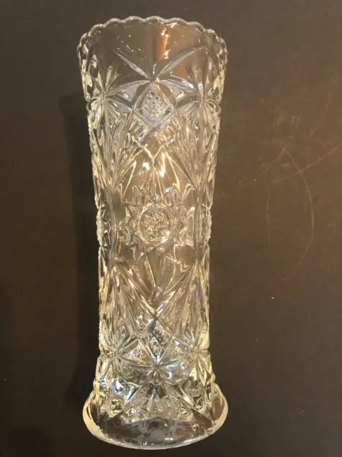 Antique 7" Pressed Glass l Vase Flower Sawtooth Diamond