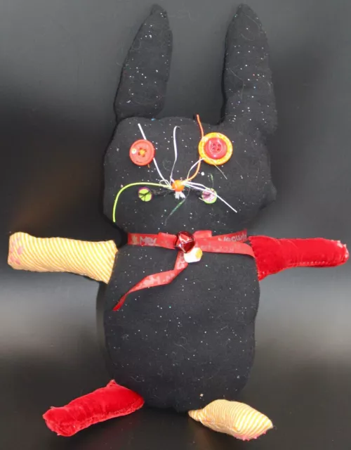 "Cayenne Pep" Bunny Soft Sculpture handmade Art Doll with a charm collar