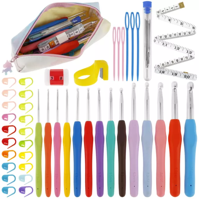 Mdoker 100 Pieces Crochet Kit with Yarn and Knitting Accessories  Set,Complete Knitting Kit for Beginners Include Soft Grip Crochet  Hooks,Aluminum