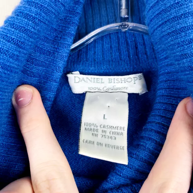 Daniel Bishop 100% Cashmere Sweater Womens S Blue Turtleneck Knit Long Sleeve 3