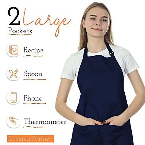 Apron for Chef Professional Grade,Oil & Water Resistant Heavy Duty Navy Color