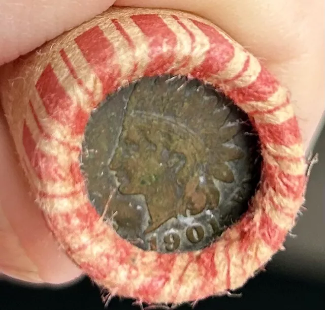 WHEAT PENNY ROLL-1901 Indian Head end, Uncirculated wheat penny end #465070