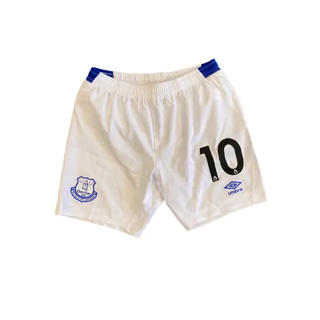 Pantaloncini da calcio Everton per bambini (taglia 11-12y) Umbro bianchi casa n. 10 - nuovi
