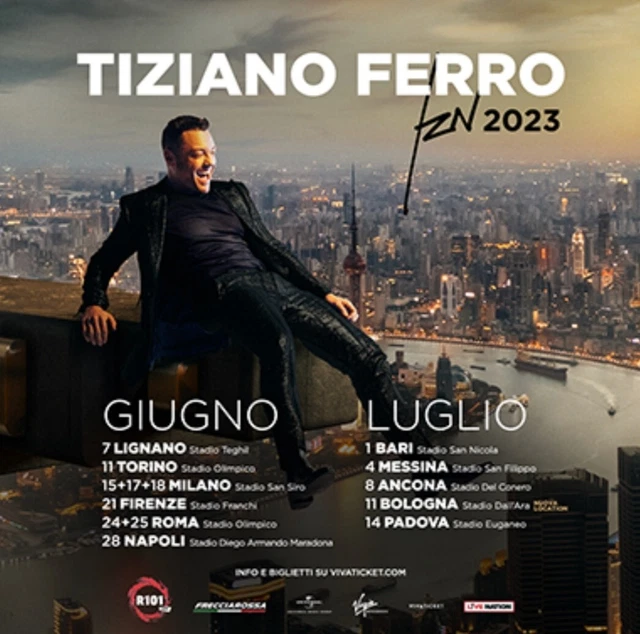 4 Biglietti concerto Tiziano Ferro Stadio Olimpico Roma Domenica 25/06/2023
