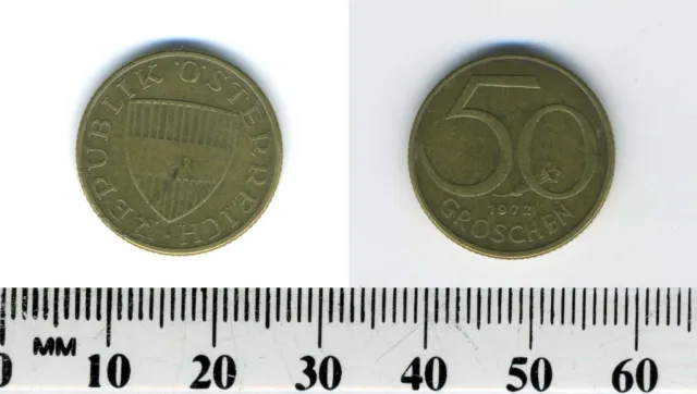 Austria 1972 - 50 Groschen Aluminum-Bronze Coin - Austrian Shield 3